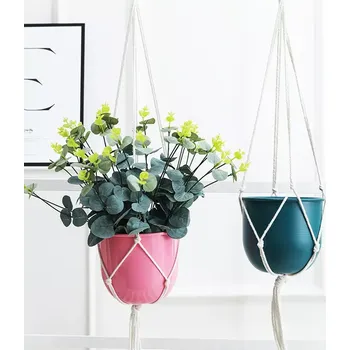 Květináč Závěs na květináč - 90cm, bílá bavlna (PZB90)