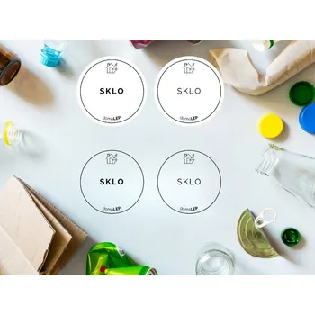 SKLO - organizační samolepky od DomaLEP tvar: KOLEČKO, barva: PRŮHLEDNÁ - ČERNÉ písmo, velikost: Ø 5 cm - tučné písmo