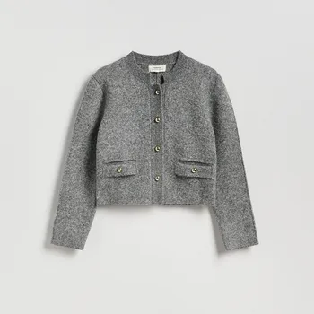 Dámský svetr Reserved - Kardigan s příměsí vlny - světle šedá - 012HV-09M - 012HV-09M-L