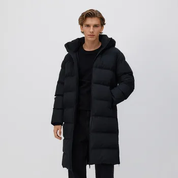 Dámský kabát Reserved - Dlouhá prošívaná bunda s kapucí - černý - 007FW-99X - 007FW-99X-XL