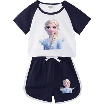 Frozen (Ledové království) Dětský letní set s motivem Ledového království - tričko a šortky Barevná varianta: Černá, Velikost: 2T (1,5 - 2 roky)