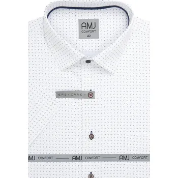 Pánská košile Košile AMJ Slim fit s krátkým rukávem - bílá se vzorem VKSBR1452 velikost: 41, délka rukávu: krátký rukáv