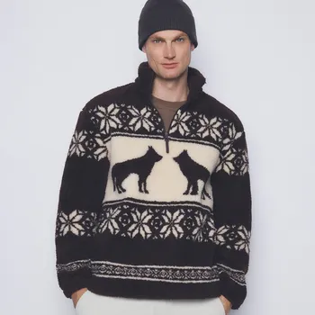 Pánská mikina Reserved - Flísová mikina se stojáčkem - hnědá - ZU305-88X - ZU305-88X-M