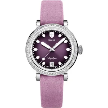 Hodinky Biatec Magnifique 02 - Růžový kožený řemínek + 5 let záruka a dárek ZDARMA
