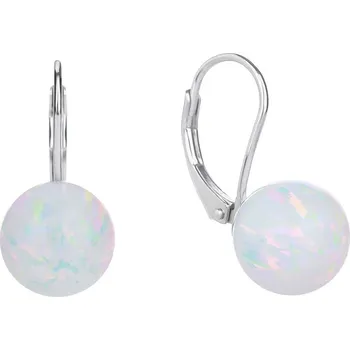 Náušnice Bealio BEALIO Stříbrné náušnice KULIČKY 10 mm bílý OPÁL 03-06473-2533