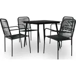 Zahradní jídelní set 4+1 bavlněné provázky / ocel černá Dekorhome