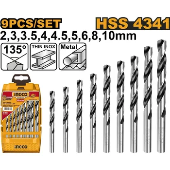 Vrták Ingco sada vrtáků spirálové HSS 9 ks AKD1095