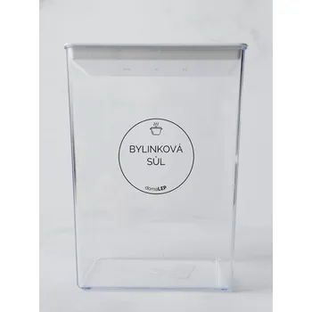 Samolepící etiketa BYLINKOVÁ SŮL – průhledná samolepka na dózu, základní písmo, 5 cm | DomaLEP