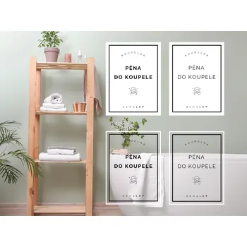 PĚNA DO KOUPELE - Samolepky, Nálepky a Štítky na lahvičky | DomaLEP tvar: OBDÉLNÍK, barva: PRŮHLEDNÁ - ČERNÉ písmo, velikost: š. 4 cm x v. 6 cm - tučné písmo