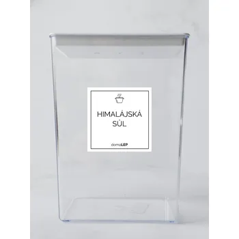 Speciální papír HIMALÁJSKÁ SŮL – bílá samolepka na dózu, základní písmo, 5 x 5 cm | DomaLEP