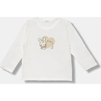 Dětská móda Dětské bavlněné tričko s dlouhým rukávem United Colors of Benetton 3ATNA105L.W.reproposed bílá 00X, vel. 82