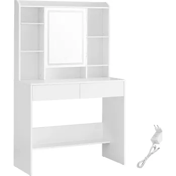 Toaletní stolek Toaletní stolek Vasagle Berny 90 cm se zrcadlem a LED osvětlením bílý