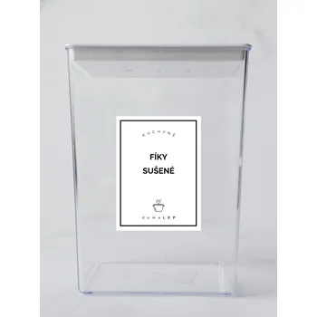 Speciální papír FÍKY SUŠENÉ – bílá samolepka na dózu, tučné písmo, 6 x 8 cm | DomaLEP