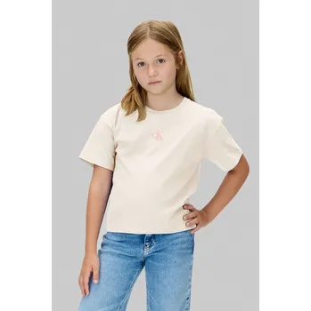 Dětské bavlněné tričko Calvin Klein Jeans IG0IG02136.9BYA béžová 02X, vel. 140