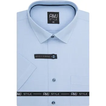 Pánská košile Košile AMJ Slim fit s krátkým rukávem - modrá se vzorem VKSR1455 velikost: 41, délka rukávu: krátký rukáv