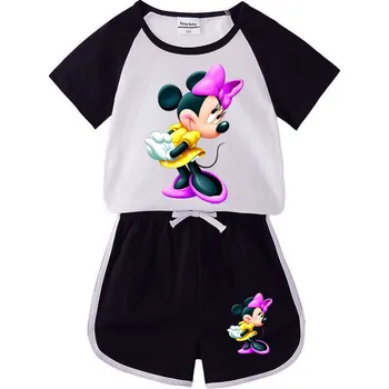 Dětský letní set s motivem Minnie Mouse - tričko a šortky Barevná varianta: Černá, Velikost: 2T (1,5 - 2 roky)