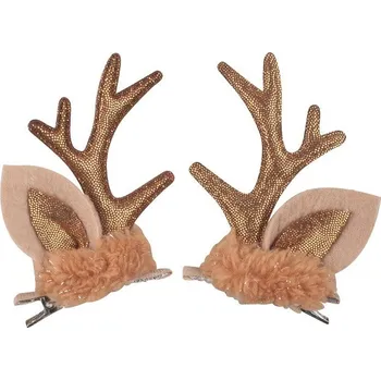Vánoční dekorace Anděl Sobí uši na klipu hnědé 8,5 cm, 2 ks