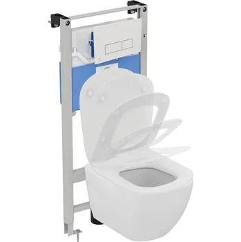 Klozet Ideal Standard Tesi WC Set - Závěsné WC AQUABLADE s instalačním systémem ProSys, ovládací tlačítko bílé, sedátko se SoftClose