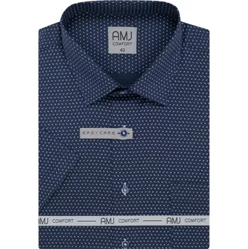 Košile AMJ Slim fit s krátkým rukávem - modrá se vzorem VKSB1377 velikost: 41, délka rukávu: krátký rukáv
