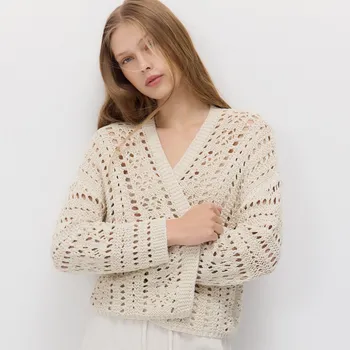 Dámský svetr Reserved - Ažurový kardigan - tělová - 910EX-02X - 910EX-02X-M