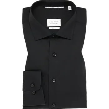 Pánská košile Košile Eterna Slim Fit Uni Popeline černá 1100_39F170 velikost: 42, délka rukávu: dlouhý rukáv