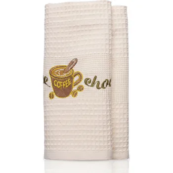 Utěrka K-TEX Kuchyňská bavlněná waflová utěrka - Coffe Chocolate - béžová