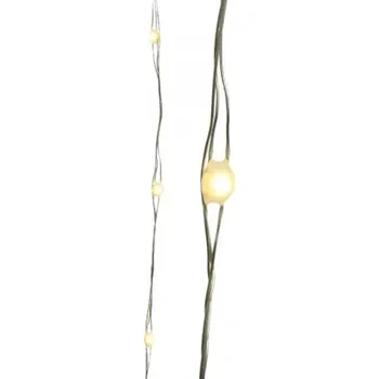 Dekorativní svítidlo Světelný řetěz, vnitřní, 100 microLED, teplá bílá, na baterii, stříbrný kabel, délka 4.95 m