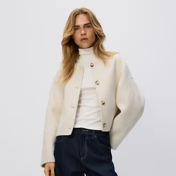 Reserved - Ruční vlněný kabát - tělová - WM890-02M - WM890-02M-S