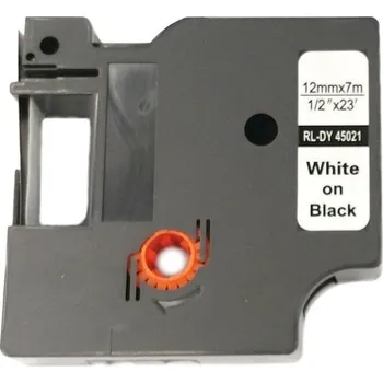 Pásek do tiskárny Allprint pro DYMO, 45021, S0720610,12mm x 7m, bílý tisk / černý podklad, D1 500L00102