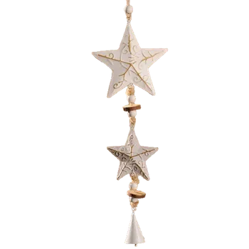 Vánoční ozdoba Ozdoba dvě hvězdy v závěsu, Paramit, dekor ornament, plechové, délka 36 cm, bílé