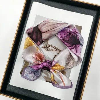 Šátek Hedvábný šátek růžovo-fialový 53x53 cm v dárkovém balení, HEDVÁBNÝ SVĚT