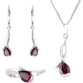 Souprava šperků granát souprava Set 231 (Set 231) Velikost: 54, povrchová úprava: rhodiované