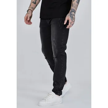 Pánské džíny SikSilk Černé slim fit džíny s trhanci Velikost: 30