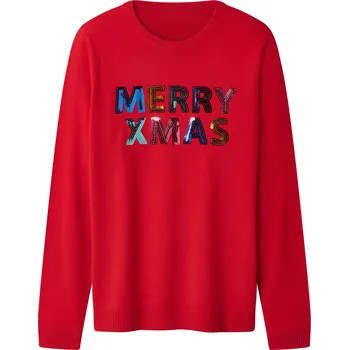 Dámský svetr esmara® Dámský vánoční svetr s LED efektem / s hudbou (červená, L(44/46))