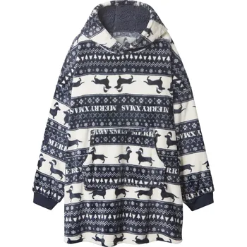 Dámská mikina Dámská / Pánská vánoční plyšová mikina (navy modrá / bílá, S/M)