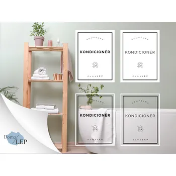 KONDICIÓNER - Samolepky, Nálepky a Štítky na lahvičky | DomaLEP tvar: OBDÉLNÍK, barva: PRŮHLEDNÁ - ČERNÉ písmo, velikost: š. 3 cm x v. 5 cm - tučné písmo