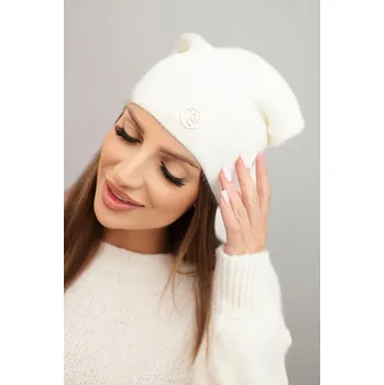 Čepice Polski Dámská klasická čepice z alpaky s dekorativní destičkou fango Barva: Tělová, Velikost: UNI