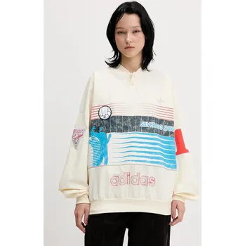 Dámská mikina Mikina adidas Originals Summersp Crew dámská, béžová barva, s kapucí, s potiskem, JW0148 01X, vel. XXS