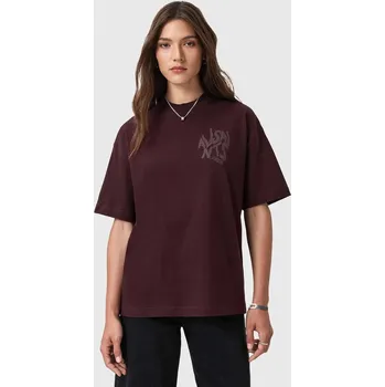 Dámské tričko Bavlněné tričko AllSaints dámské, hnědá barva, W181JD 89X, vel. L