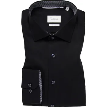 Pánská košile Košile Eterna Slim Fit Uni Popeline černá 1305_39F140 velikost: 42, délka rukávu: dlouhý rukáv