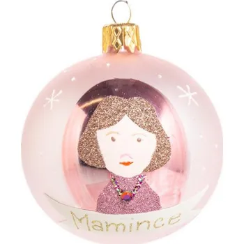 Vánoční ozdoba Kulatá ozdoba, motiv Mamince, skleněná, průměr 7 cm, světle růžový mat