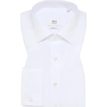 Pánská košile Košile Eterna Modern Fit Uni Twill bílá velikost: 45, délka rukávu: dlouhý rukáv