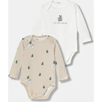 Kojenecké body United Colors of Benetton 2-pack 3DKAAB00U.W.Seasonal béžová 01X, vel. 62