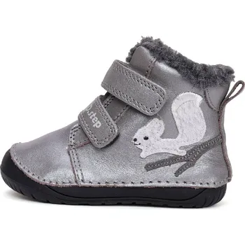 Dívčí zimní obuv D.D.step dětské zimní barefoot boty W070-52214A šedé třpytivé - veverka Velikost: 22
