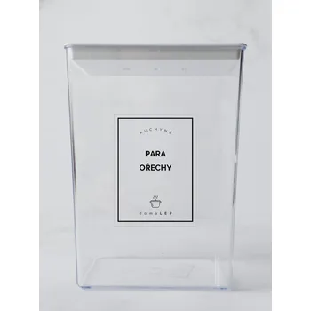 Speciální papír PARA OŘECHY – průhledná samolepka na dózu, tučné písmo, 6 x 8 cm | DomaLEP