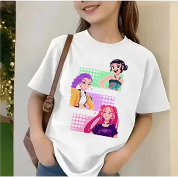 KPop Demon Hunters (Lovkyně démonů) KPop Demon Hunters dětské bílé tričko s potiskem Motiv: 63690, Velikost: 100