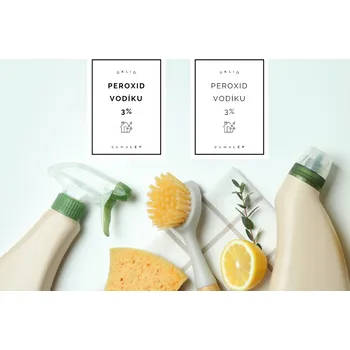 PEROXID VODÍKU 3% - organizační samolepky od DomaLEP tvar: OBDÉLNÍK, barva: BÍLÁ - ČERNÉ písmo, velikost: š. 6 cm x v. 8 cm - tučné písmo