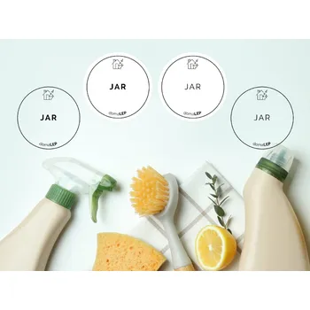 JAR - organizační samolepky od DomaLEP tvar: KOLEČKO, barva: BÍLÁ - ČERNÉ písmo, velikost: Ø 5 cm - tučné písmo