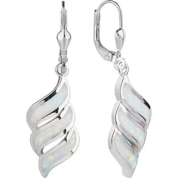 Náušnice Bealio BEALIO Stříbrné náušnice VLNKY bílý OPÁL 03-10607-1161