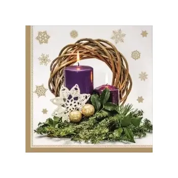 Ubrousky vánoční věnec a svíčka